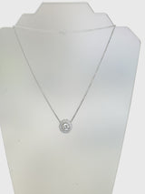 2.97 CT Natural Diamond Double Halo Pendant Necklace in 14K White Gold H Si2