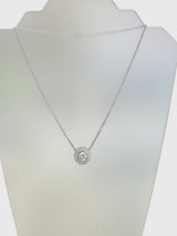 2.97 CT Natural Diamond Double Halo Pendant Necklace in 14K White Gold H Si2