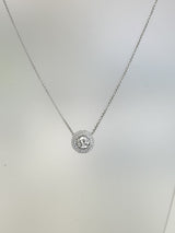2.97 CT Natural Diamond Double Halo Pendant Necklace in 14K White Gold H Si2