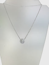 2.97 CT Natural Diamond Double Halo Pendant Necklace in 14K White Gold H Si2