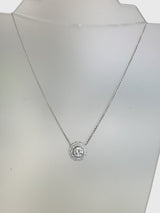 2.97 CT Natural Diamond Double Halo Pendant Necklace in 14K White Gold H Si2