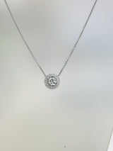 2.97 CT Natural Diamond Double Halo Pendant Necklace in 14K White Gold H Si2