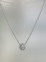 2.97 CT Natural Diamond Double Halo Pendant Necklace in 14K White Gold H Si2