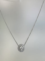2.97 CT Natural Diamond Double Halo Pendant Necklace in 14K White Gold H Si2