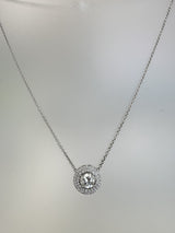 2.97 CT Natural Diamond Double Halo Pendant Necklace in 14K White Gold H Si2