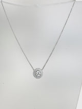 2.97 CT Natural Diamond Double Halo Pendant Necklace in 14K White Gold H Si2