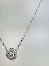 2.97 CT Natural Diamond Double Halo Pendant Necklace in 14K White Gold H Si2