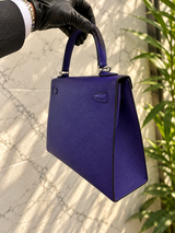 Back view of Hermès Kelly Sellier 25 Purple Epsom Leather Palladium Hardware 2026 Handbag