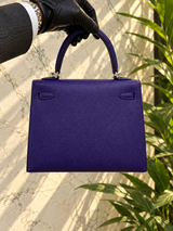 Back view of Hermès Kelly Sellier 25 Purple Epsom Leather Palladium Hardware 2026 Handbag