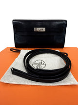 Hermès Kelly To Go Black Shiny Niloticus Lizard Gold Hardware 2026 Wallet Bag