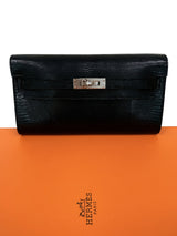 Hermès Kelly To Go Black Shiny Niloticus Lizard Gold Hardware 2026 Wallet Bag