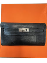 Hermès Kelly To Go Black Shiny Niloticus Lizard Gold Hardware 2026 Wallet Bag