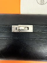 Hermès Kelly To Go Black Shiny Niloticus Lizard Gold Hardware 2026 Wallet Bag
