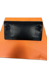Hermès Kelly To Go Black Shiny Niloticus Lizard Gold Hardware 2026 Wallet Bag