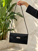 Hermès Kelly To Go Black Shiny Niloticus Lizard Gold Hardware 2026 Wallet Bag