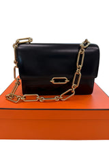Hermès Fonsbelle Chaine Black Box Calfskin Leather Permabrass Hardware Bag