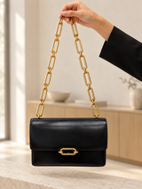Hermès Fonsbelle Chaine Black Box Calfskin Leather Permabrass Hardware Bag