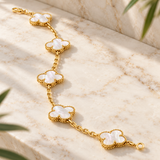 Van Cleef & Arpels Vintage Alhambra Mother-of-Pearl 5 Motifs Gold Bracelet