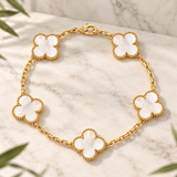 Van Cleef & Arpels Vintage Alhambra Mother-of-Pearl 5 Motifs Gold Bracelet