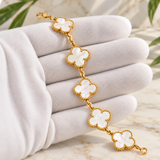 Van Cleef & Arpels Vintage Alhambra Mother-of-Pearl 5 Motifs Gold Bracelet