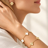 Van Cleef & Arpels Vintage Alhambra Mother-of-Pearl 5 Motifs Gold Bracelet