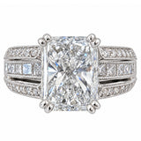 GIA 3.00 Ct Radiant Natural Diamond Ring 14K White Gold I/SI2 Size 6