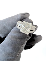 GIA 3.00 Ct Radiant Natural Diamond Ring 14K White Gold I/SI2 Size 6