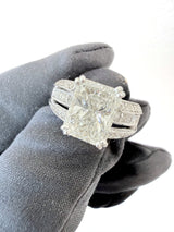 GIA 3.00 Ct Radiant Natural Diamond Ring 14K White Gold I/SI2 Size 6