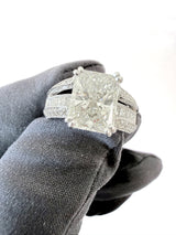 GIA 3.00 Ct Radiant Natural Diamond Ring 14K White Gold I/SI2 Size 6