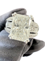 GIA 3.00 Ct Radiant Natural Diamond Ring 14K White Gold I/SI2 Size 6