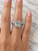 GIA 3.00 Ct Radiant Natural Diamond Ring 14K White Gold I/SI2 Size 6
