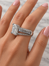 GIA 3.00 Ct Radiant Natural Diamond Ring 14K White Gold I/SI2 Size 6