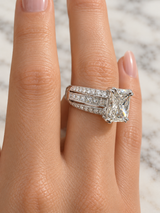 GIA 3.00 Ct Radiant Natural Diamond Ring 14K White Gold I/SI2 Size 6