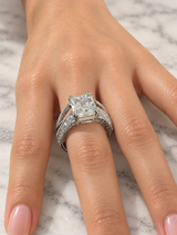 GIA 3.00 Ct Radiant Natural Diamond Ring 14K White Gold I/SI2 Size 6