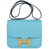 Hermès Constance 1-18 Celeste Epsom Leather With Gold Hardware Handbag