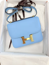Hermès Constance 1-18 Celeste Epsom Leather With Gold Hardware Handbag