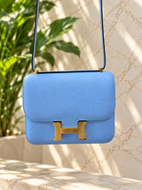 Hermès Constance 1-18 Celeste Epsom Leather With Gold Hardware Handbag
