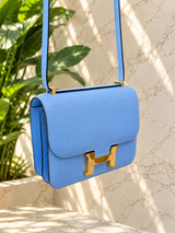 Hermès Constance 1-18 Celeste Epsom Leather With Gold Hardware Handbag