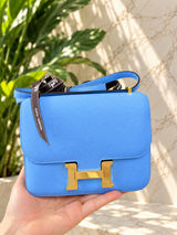 Hermès Constance 1-18 Celeste Epsom Leather With Gold Hardware Handbag