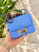 Hermès Constance 1-18 Celeste Epsom Leather With Gold Hardware Handbag