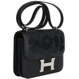 Hermès Constance 18 Dancing Flowers Black Embroidered Swift Palladium Hardware