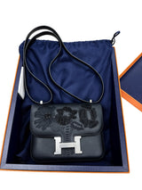 Hermès Constance 18 Dancing Flowers Black Embroidered Swift Palladium Hardware