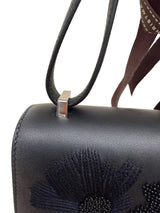 Hermès Constance 18 Dancing Flowers Black Embroidered Swift Palladium Hardware