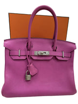 Hermes Birkin 30 Rose Pourpre Togo Leather with Palladium Hardware 2018 Handbag