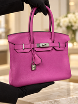 Hermes Birkin 30 Rose Pourpre Togo Leather with Palladium Hardware 2018 Handbag