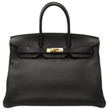 Hermès Birkin 35 Black Togo Leather Handbag with Gold Hardware Lock & Keys 2004