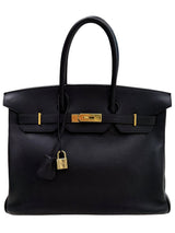 Hermès Birkin 35 Black Togo Leather Handbag with Gold Hardware Lock & Keys 2004