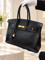 Hermès Birkin 35 Black Togo Leather Handbag with Gold Hardware Lock & Keys 2004