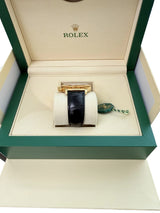 Rolex Daytona 40mm Yellow Gold Black Leather White Dial Mens Watch 116518