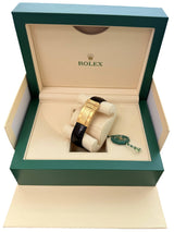 Rolex Daytona 40mm Yellow Gold Black Leather White Dial Mens Watch 116518